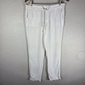 STANDARD JAMES PERSE Sz 2 Drawstring Waist Pants White 100% Linen